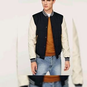Zara man COMBINATION COLLEGE BOMBER JACKET.NWT